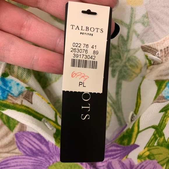 Talbots NWT blue, purple & yellow floral cardigan - Picture 9 of 10